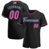 Black Pink-Light Blue Authentic Baseball Jersey, Custom Baseball Jersey, Personalized Sport Jersey