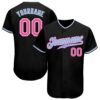 Black Pink-Light Blue Authentic American Flag Fashion Baseball Jersey, Custom Baseball Jersey, Personalized Sport Jersey Black Pink-Light Blue Authentic American Flag Fashion Baseball Jersey, Custom Baseball Jersey, Personalized Sport Jersey