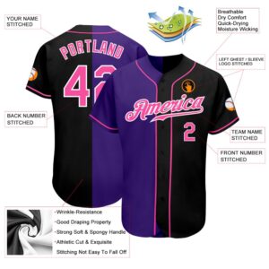 Black Pink-Purple Authentic Split Fashion Baseball Jersey,&hellip;