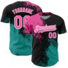 Black Pink-Sky Blue Authentic Baseball Jersey, Custom Baseball Jersey, Personalized Sport Jersey