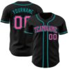 Black Pink-Teal 3D Pattern Design Abstract Brush Stroke Authentic Baseball Jersey, Custom Baseball Jersey, Personalized Sport Jersey