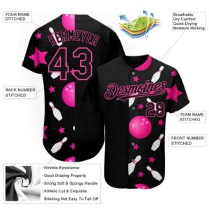 Black Pink 3D Pattern Design Bowling Authentic&hellip;
