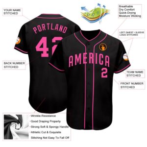 Black Pink Authentic Baseball Jersey, Custom Baseball&hellip;
