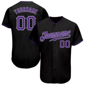 Black Purple-Gray Authentic Baseball Jersey, Custom Baseball&hellip;