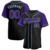 Black Purple-Neon Green Authentic Raglan Sleeves Baseball Jersey, Custom Baseball Jersey, Personalized Sport Jersey