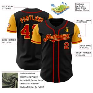 Black Red-Gold Authentic Two Tone Baseball Jersey,&hellip;