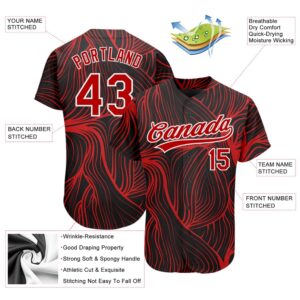Black Red-White 3D Pattern Design Authentic Baseball&hellip;