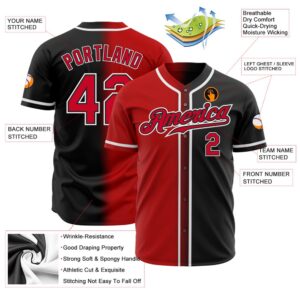 Black Red-White Authentic Gradient Fashion Baseball Jersey,&hellip;