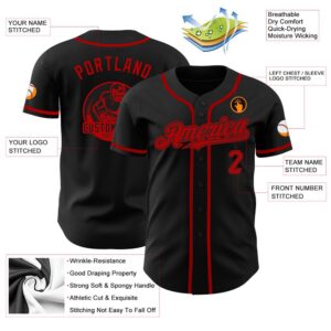 Black Red Authentic Baseball Jersey, Custom Baseball&hellip;