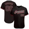 Black Red Pinstripe Black Authentic Baseball Jersey, Custom Baseball Jersey, Personalized Sport Jersey