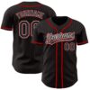 Black Red Pinstripe Black-White Authentic Baseball Jersey, Custom Baseball Jersey, Personalized Sport Jersey