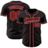 Black Red Pinstripe Red-Gold Authentic Baseball Jersey, Custom Baseball Jersey, Personalized Sport Jersey Black Red Pinstripe Red-Gold Authentic Baseball Jersey, Custom Baseball Jersey, Personalized Sport Jersey