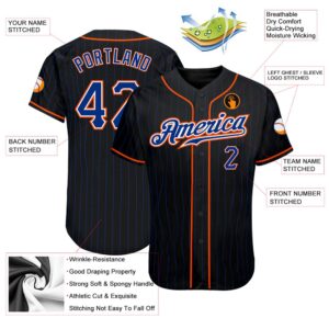 Black Royal Pinstripe Royal-Orange Authentic Baseball Jersey,&hellip;