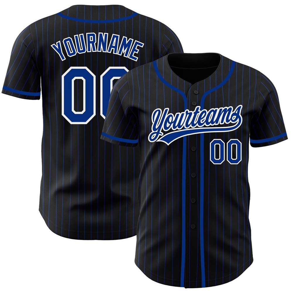 Black Royal Pinstripe Royal-White Authentic Baseball Jersey, Custom Baseball Jersey, Personalized Sport Jersey Black Royal Pinstripe Royal-White Authentic Baseball Jersey, Custom Baseball Jersey, Personalized Sport Jersey