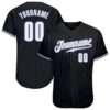 Black Royal Pinstripe White Authentic Baseball Jersey, Custom Baseball Jersey, Personalized Sport Jersey