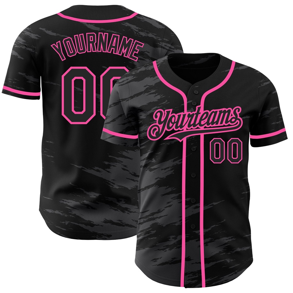 Black Steel Gray Splash Ink Pink Authentic Baseball Jersey, Custom Baseball Jersey, Personalized Sport Jersey Black Steel Gray Splash Ink Pink Authentic Baseball Jersey, Custom Baseball Jersey, Personalized Sport Jersey