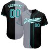 Black Teal-Gold Authentic Baseball Jersey, Custom Baseball Jersey, Personalized Sport Jersey