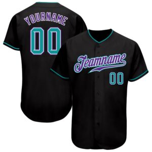 Black Teal-Purple Authentic Baseball Jersey, Custom Baseball&hellip;