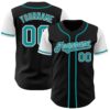 Black Teal-White 3D Pattern Design Hawaii Palm Trees Authentic Baseball Jersey, Custom Baseball Jersey, Personalized Sport Jersey