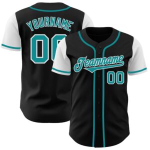 Black Teal-White Authentic Two Tone Baseball Jersey,&hellip;