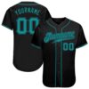 Black Teal Pinstripe Pink Authentic Baseball Jersey, Custom Baseball Jersey, Personalized Sport Jersey