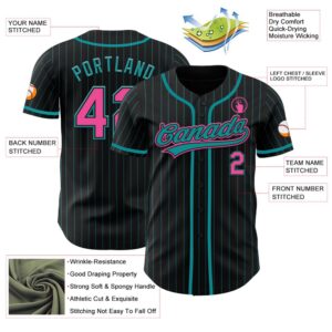 Black Teal Pinstripe Pink Authentic Baseball Jersey,&hellip;