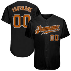 Black Texas Orange-White Authentic Baseball Jersey, Custom&hellip;