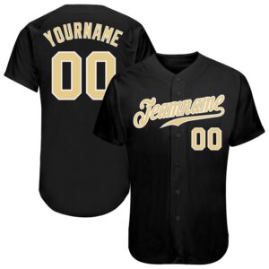 Black Vegas Gold-White Authentic Baseball Jersey, Custom&hellip;
