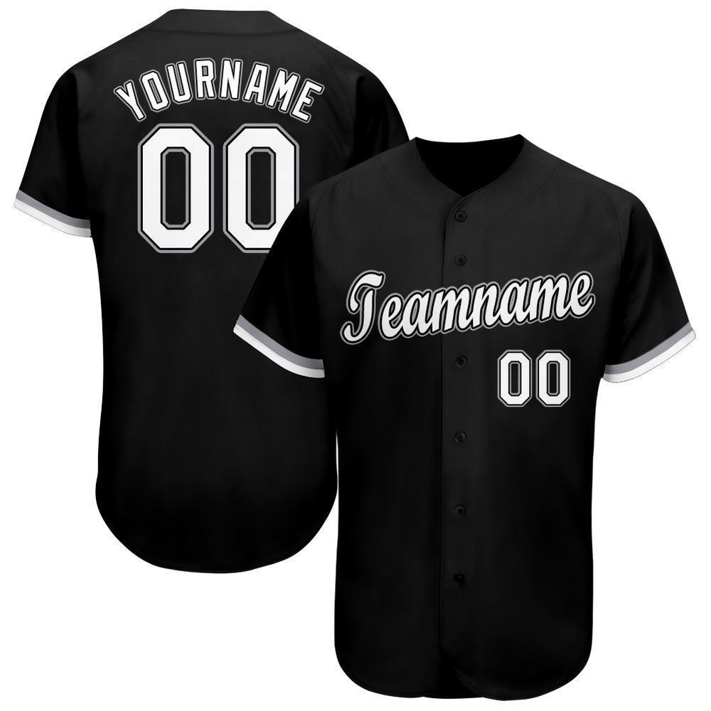 Black White-Gray Baseball Jersey, Custom Baseball Jersey, Personalized Sport Jersey