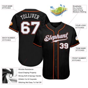 Black White-Orange Authentic Baseball Jersey, Custom Baseball&hellip;