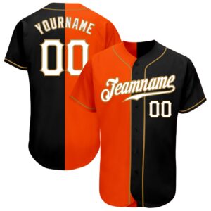 Black White-Orange Authentic Split Fashion Baseball Jersey,&hellip;