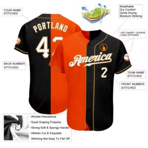Black White-Orange Authentic Split Fashion Baseball Jersey,&hellip;