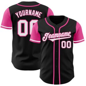 Black White-Pink Authentic Two Tone Baseball Jersey,&hellip;
