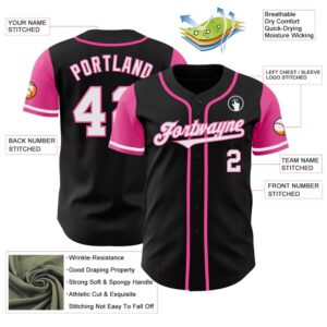 Black White-Pink Authentic Two Tone Baseball Jersey,&hellip;