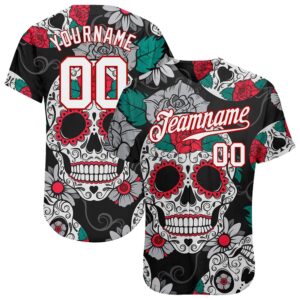 Black White-Red 3D Skull Fashion Authentic Baseball&hellip;