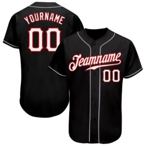 Black White-Red Authentic Baseball Jersey, Custom Baseball&hellip;