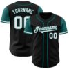 Black White-Teal Authentic Baseball Jersey, Custom Baseball Jersey, Personalized Sport Jersey