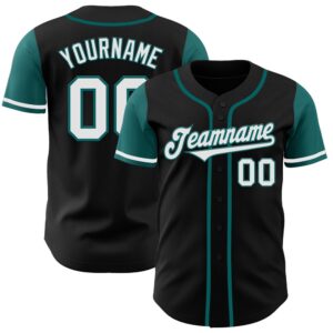 Black White-Teal Authentic Two Tone Baseball Jersey,&hellip;