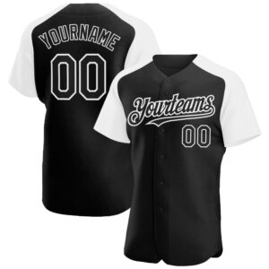 Black White Authentic Raglan Sleeves Baseball Jersey,&hellip;