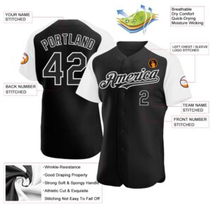 Black White Authentic Raglan Sleeves Baseball Jersey,&hellip;