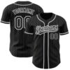 Black White Pinstripe Black Authentic Baseball Jersey, Custom Baseball Jersey, Personalized Sport Jersey