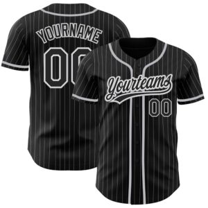 Black White Pinstripe Black-Gray Authentic Baseball Jersey,&hellip;