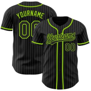 Black White Pinstripe Black-Neon Green Authentic Baseball&hellip;
