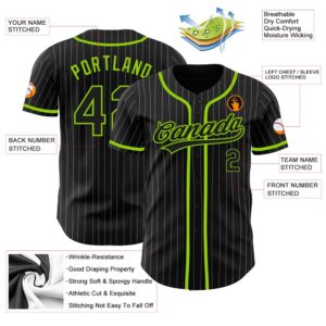 Black White Pinstripe Black-Neon Green Authentic Baseball&hellip;