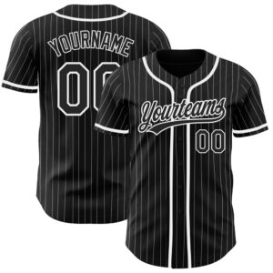 Black White Pinstripe Black Authentic Baseball Jersey,&hellip;