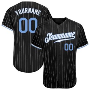 Black White Pinstripe Light Blue-White Authentic Baseball&hellip;