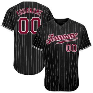 Black White Pinstripe Maroon-White Authentic Baseball Jersey,&hellip;
