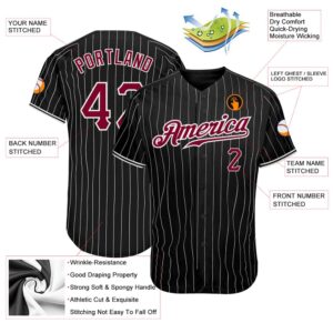 Black White Pinstripe Maroon-White Authentic Baseball Jersey,&hellip;