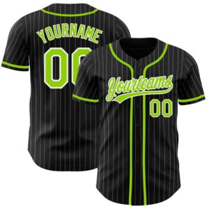 Black White Pinstripe Neon Green Authentic Baseball&hellip;