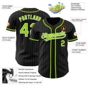 Black White Pinstripe Neon Green Authentic Baseball&hellip;